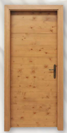 Modello giglio. Porta di legno massiccio in larice con nodi, verniciato naturale.