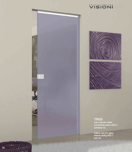 Porta in vetro satcolor malva. Modello XL19.